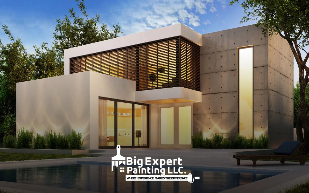 Modern home featuring best stucco paint colors for curb appeal.